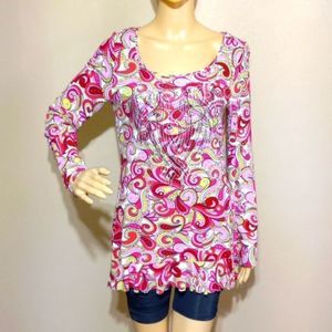 V Christina rayon acrylic stretch tunic top Valentine, sz M
